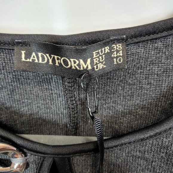 NWT Ladyform Puff Sleeve Dress in Gray Size UK 10 - Picture 5 of 7